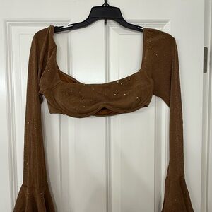 Princess Polly Brown Glitter Blouse